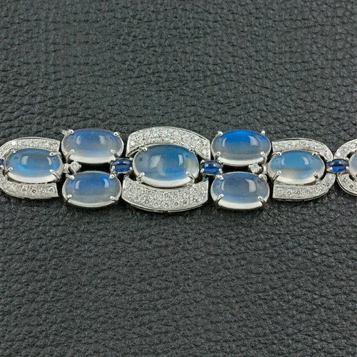 Moonstone, Sapphire & Diamond Bracelet