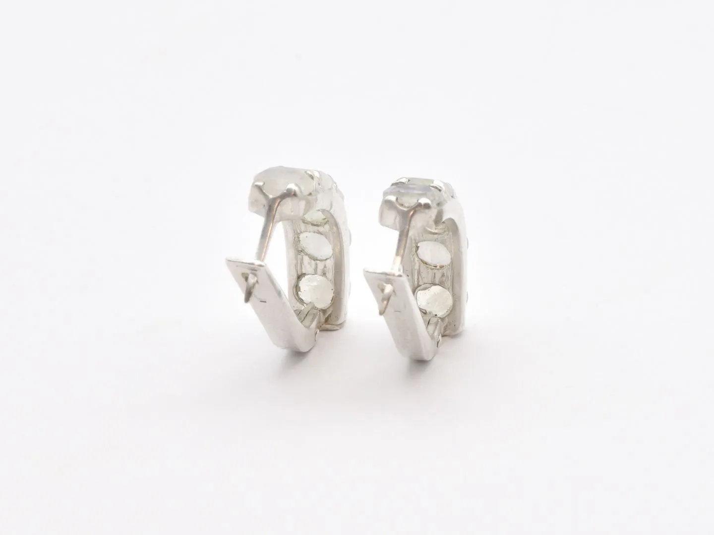 Moonstone Silver Earrings - Genuine Moonstone Earrings - Vertical Moonstone Studs