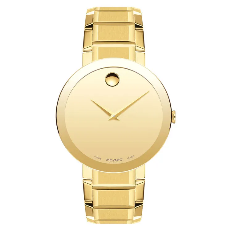 Movado Sapphire 39MM Yellow Gold PVD-finished Swiss Quartz Men's Watch 0607180