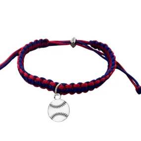 Multi Colored Baseball Charm Rope Bracelet - Pick Colors