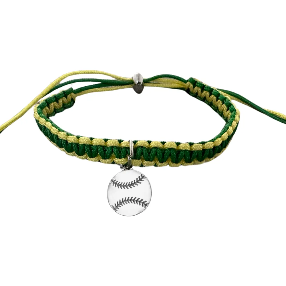 Multi Colored Baseball Charm Rope Bracelet - Pick Colors