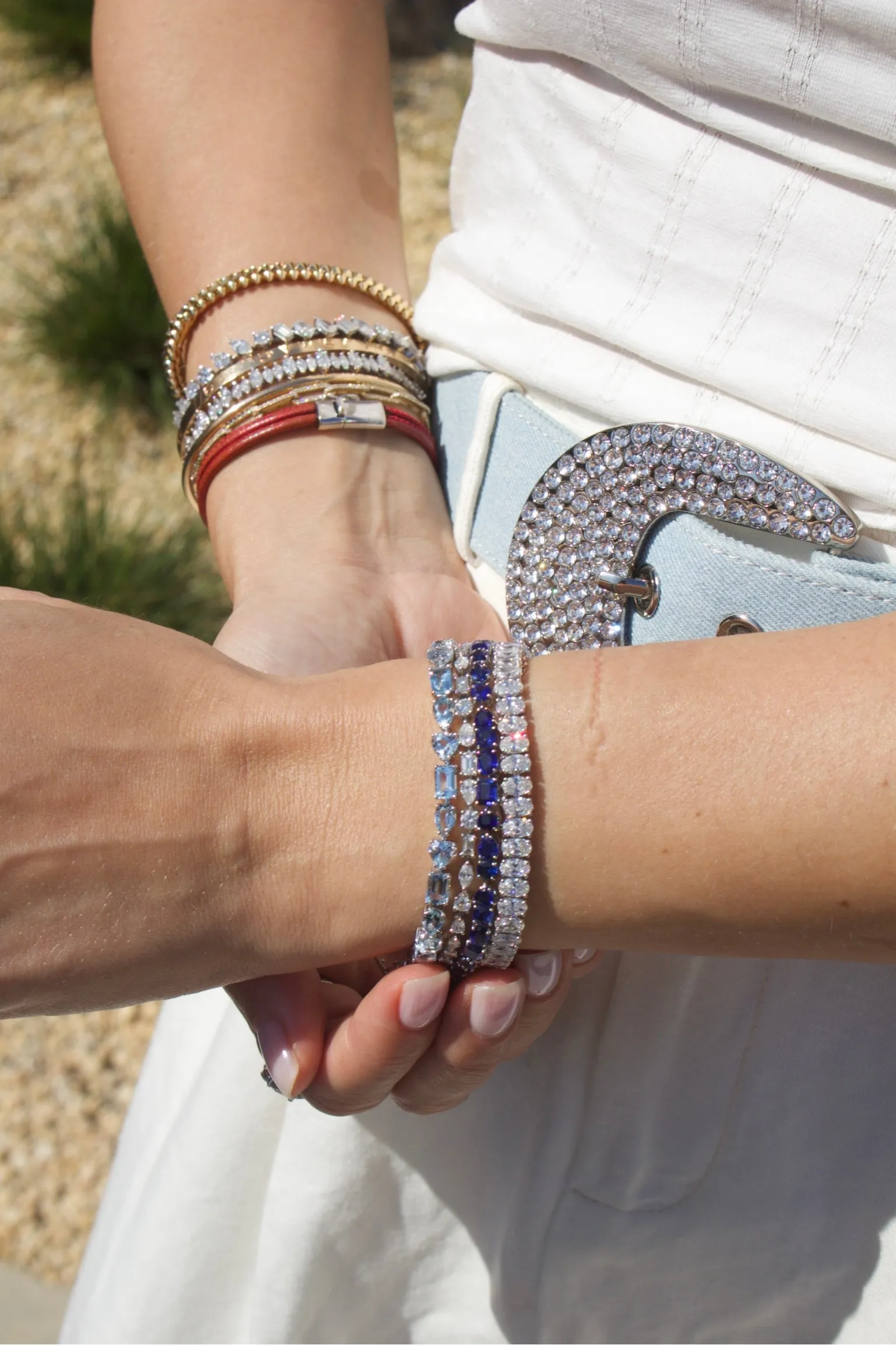 Multishape Blue Sapphire Tennis Bracelet