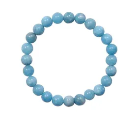 Natural Aquamarine Bracelet 6 mm Beads Reiki Healing Metaphysical Stone For Unisex Semi Precious Gemstones Stretchable Bracelet