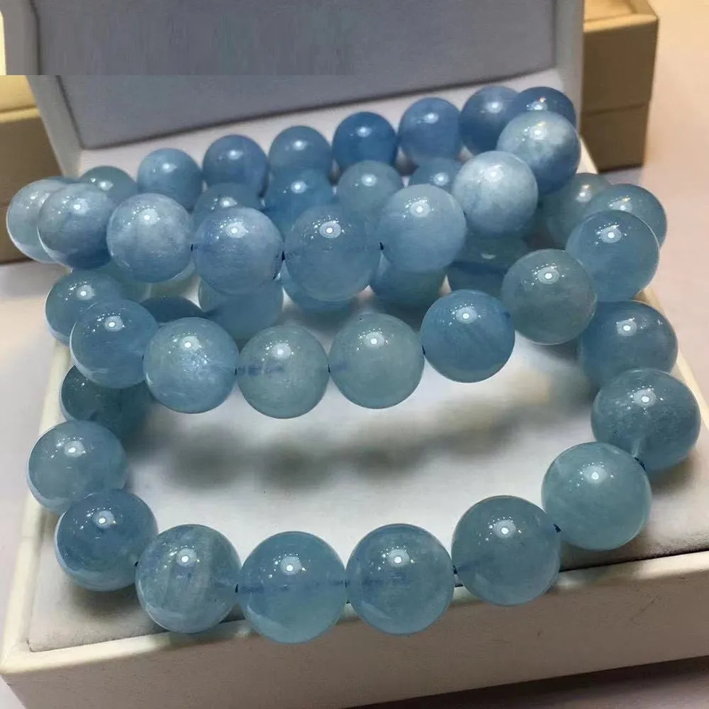 Natural Aquamarine Single-loop Beaded Bracelet