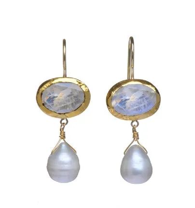 Nava Zahavi Memories Moonstone and Pearl Earrings