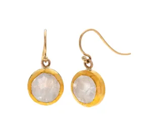 Nava Zahavi Yellow Gold Round Moonstone Drop Earrings