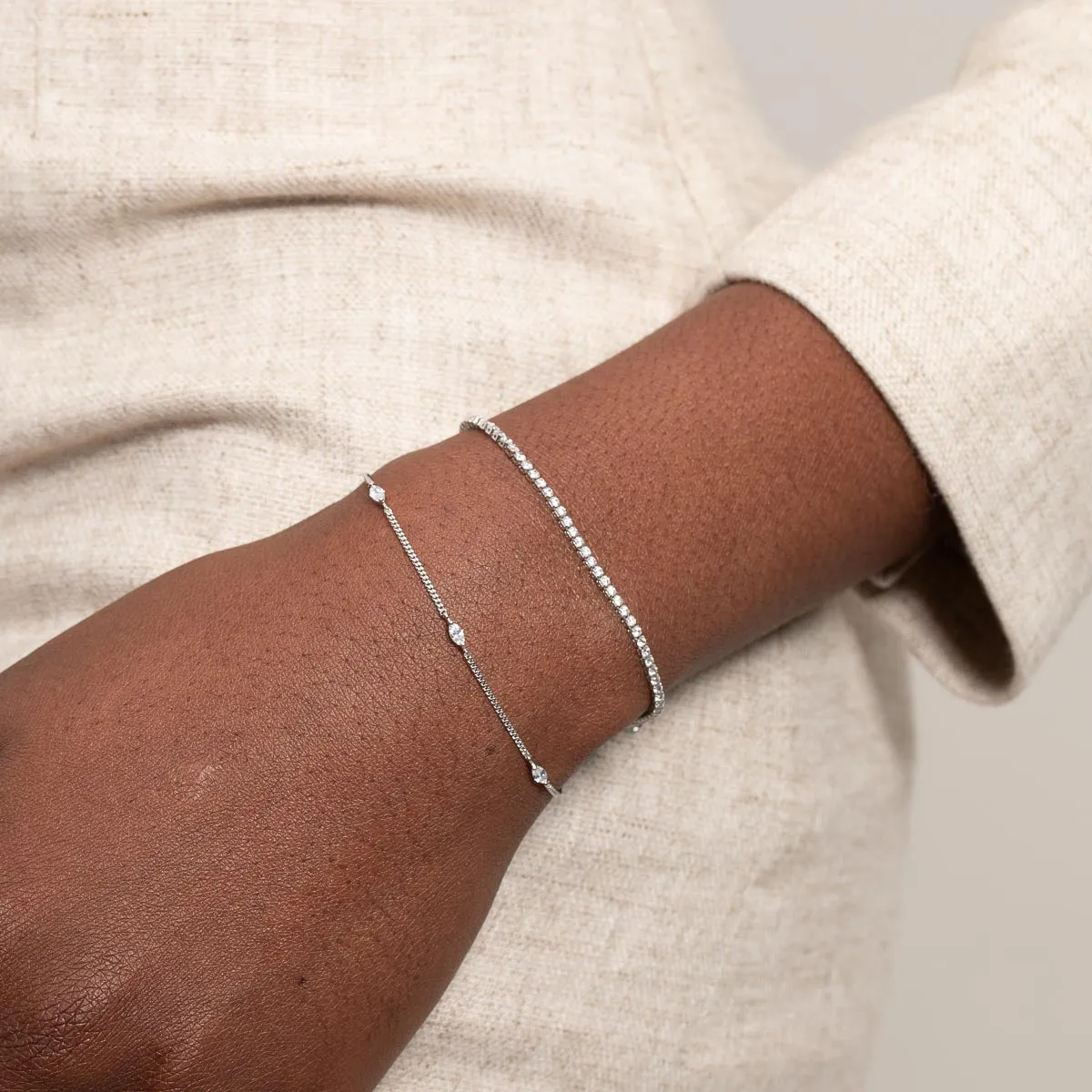 Navette Crystal Bracelet in Silver