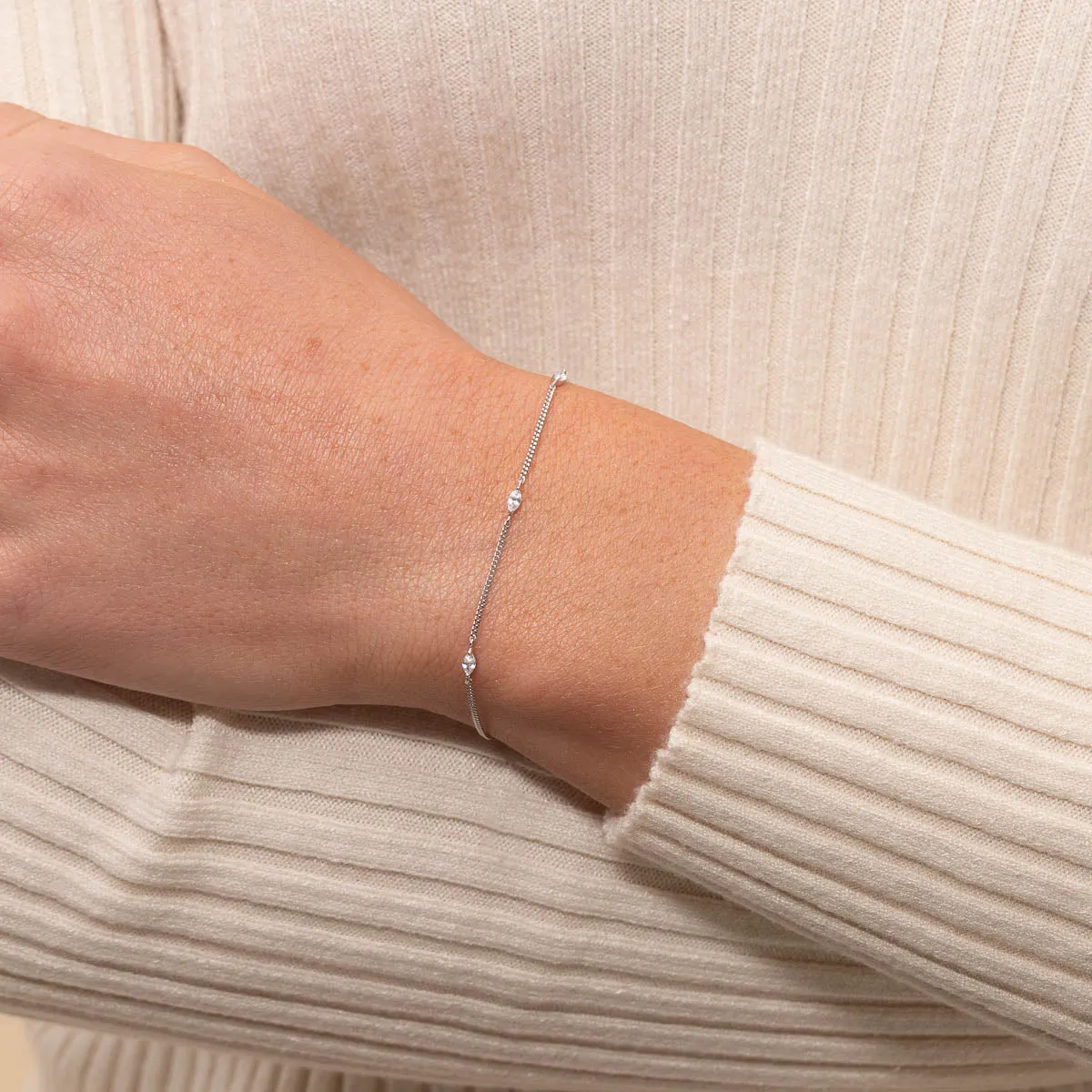 Navette Crystal Bracelet in Silver