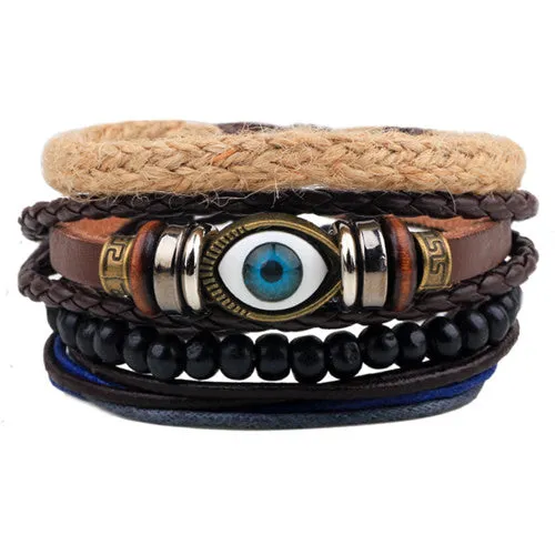 New Design 1 Set Men's bracelet Women Vintage Multilayer Leather Bracelets bangles Jewelry pulsera Hombre