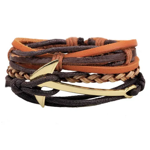 New Design 1 Set Men's bracelet Women Vintage Multilayer Leather Bracelets bangles Jewelry pulsera Hombre