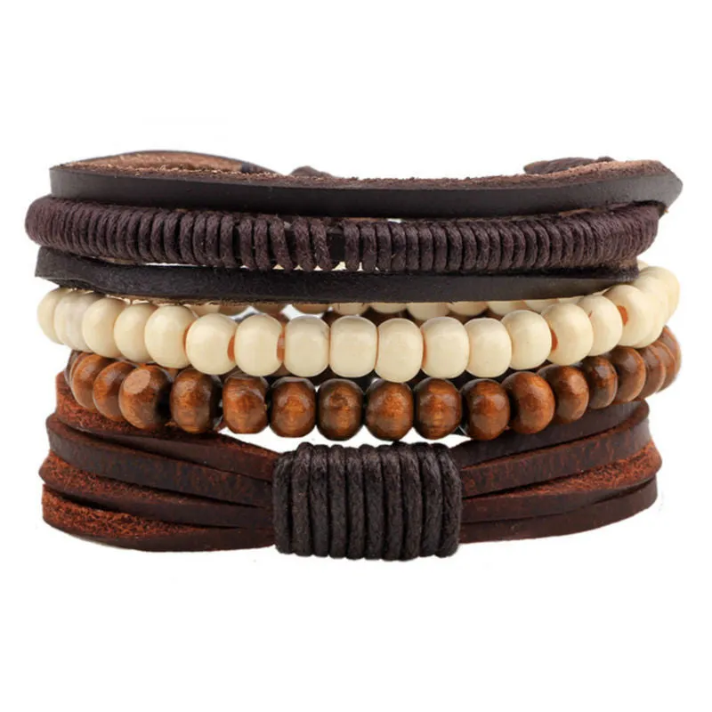 New Design 1 Set Men's bracelet Women Vintage Multilayer Leather Bracelets bangles Jewelry pulsera Hombre