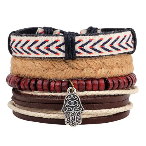 New Design 1 Set Men's bracelet Women Vintage Multilayer Leather Bracelets bangles Jewelry pulsera Hombre