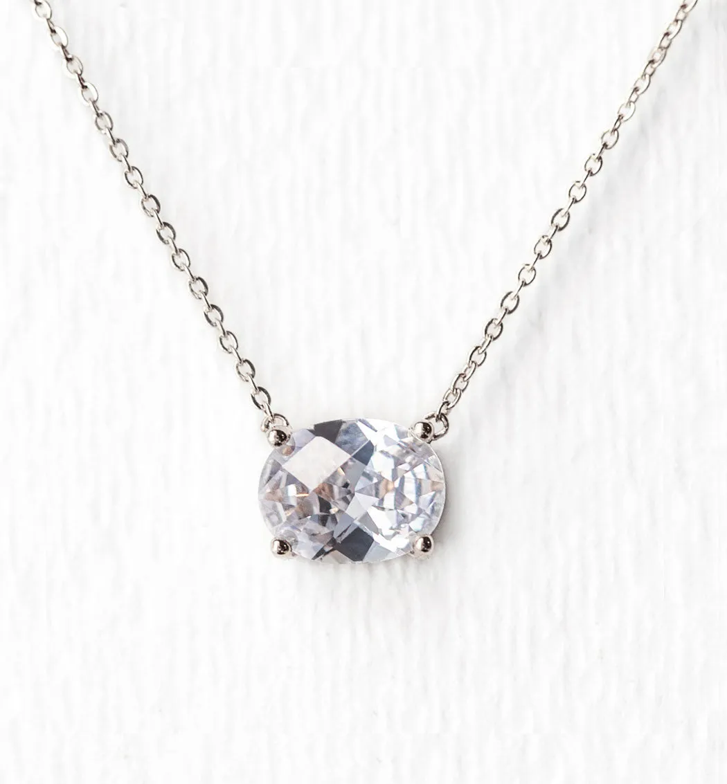 Noelle Solitaire Oval Crystal Pendant