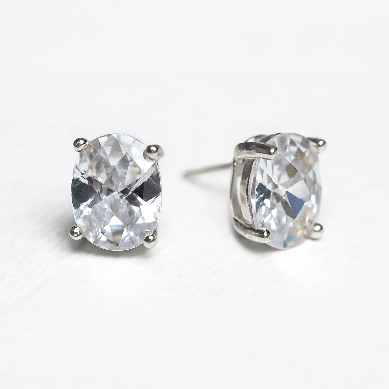 Noelle Solitaire Oval Stud Earrings