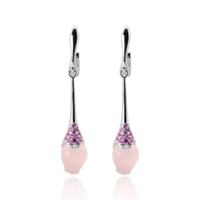 Nora Pink Calcedony Earrings in Sterling Silver