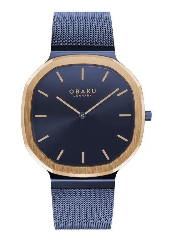 OBAKU OCTANT OCEAN BLUE MESH BRACELET ROSE BLUE DIAL V253GXSLML