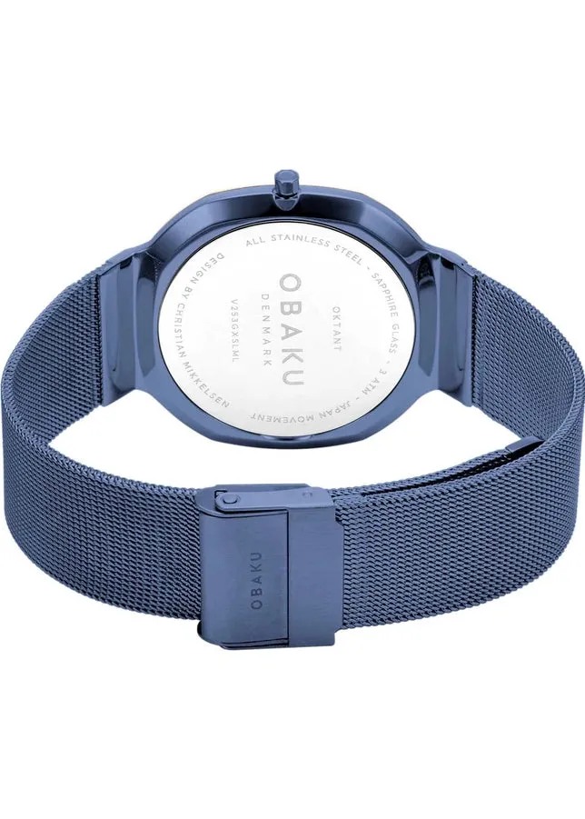 OBAKU OCTANT OCEAN BLUE MESH BRACELET ROSE BLUE DIAL V253GXSLML