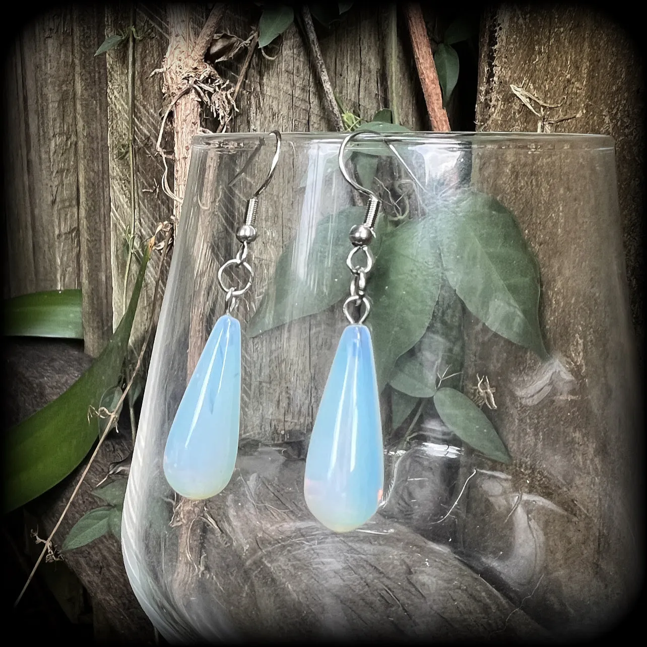 Opalite teardrop earrings-Moonstone earrings