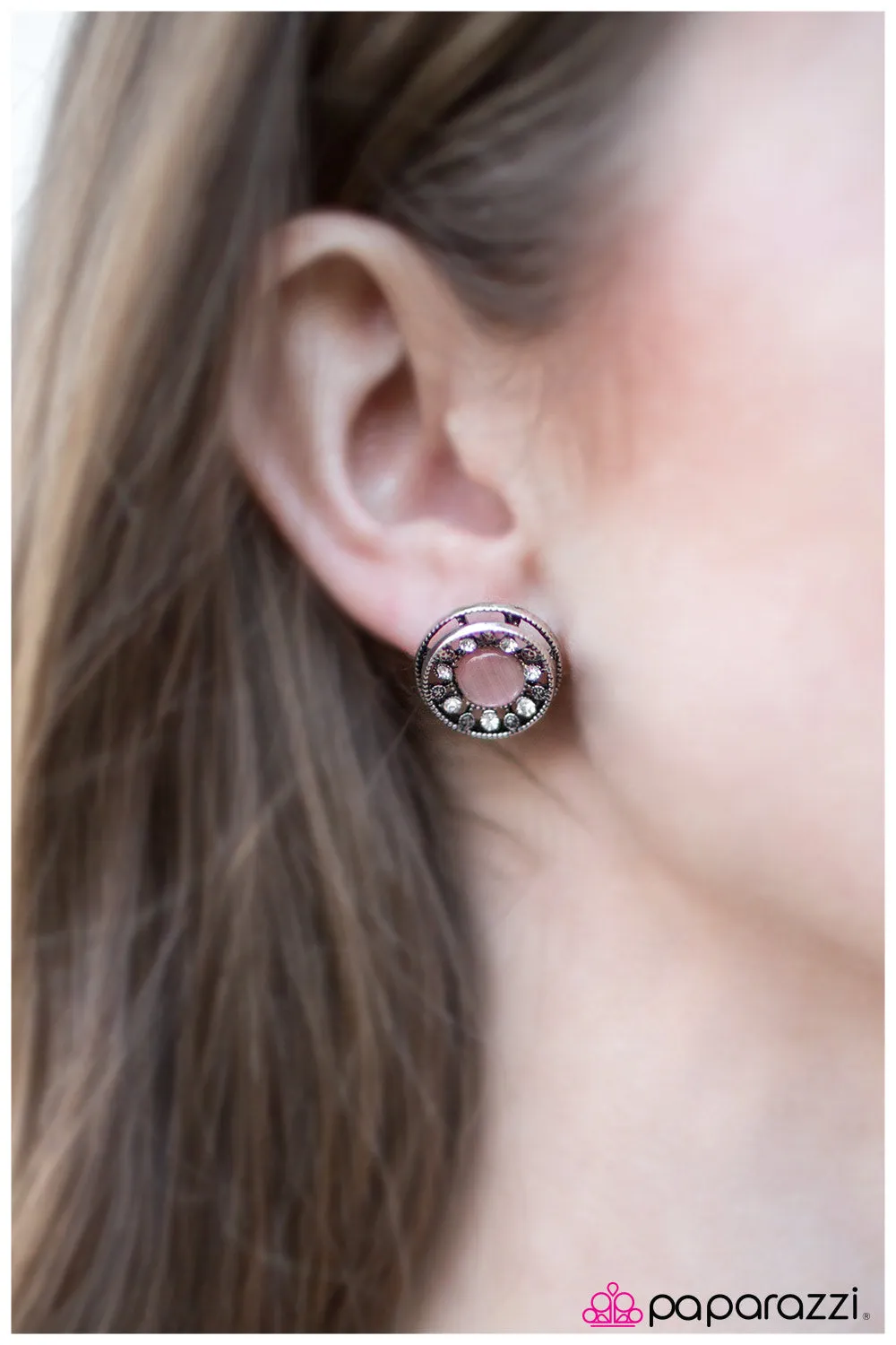 Open Door Jewelry - Crystal Castles - Pink Post Earrings - Paparazzi Accessories