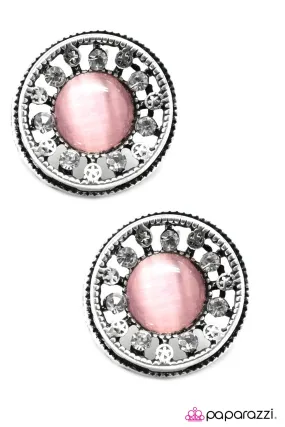 Open Door Jewelry - Crystal Castles - Pink Post Earrings - Paparazzi Accessories