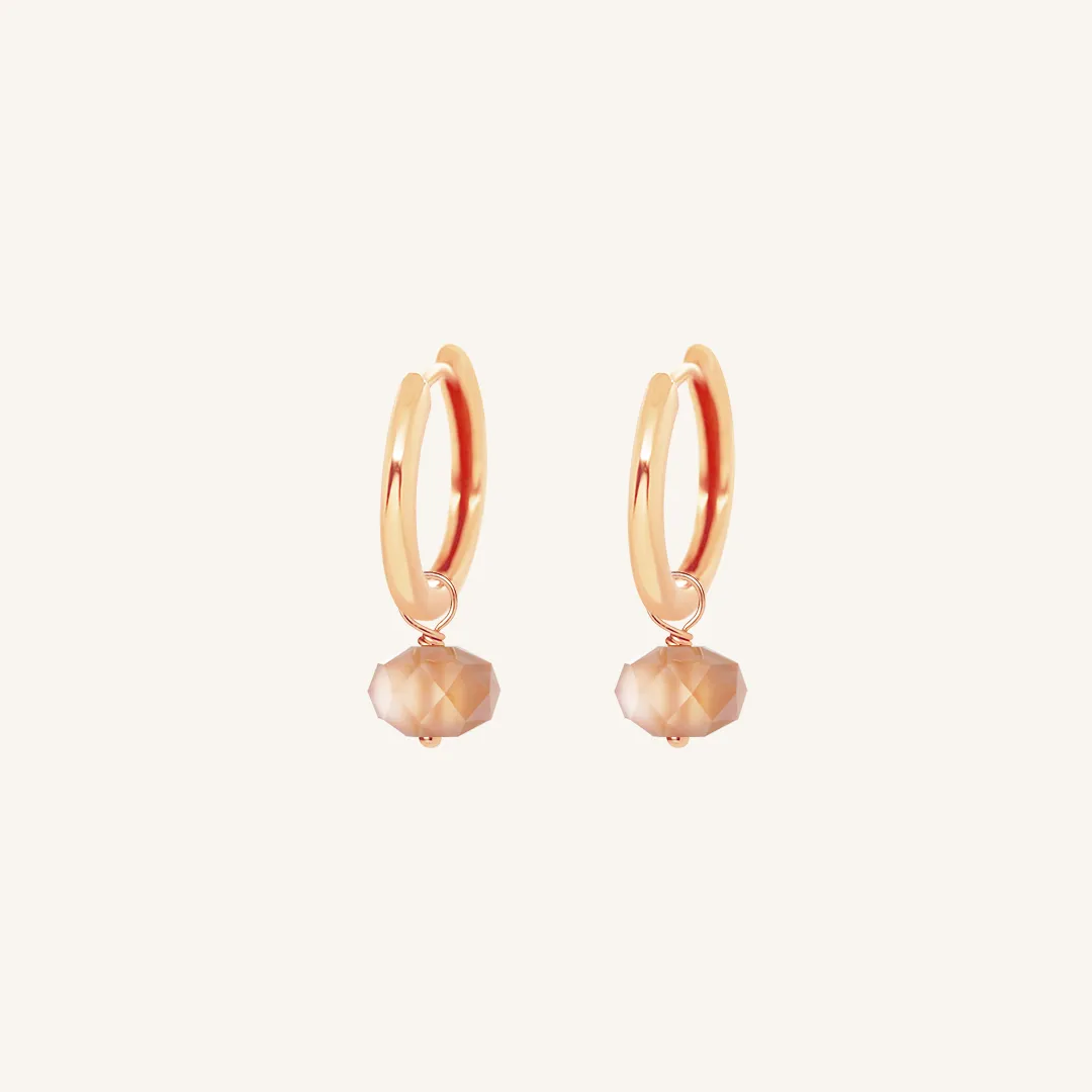 Opulent Orange Moonstone Plain Hoops - Stone of Hope