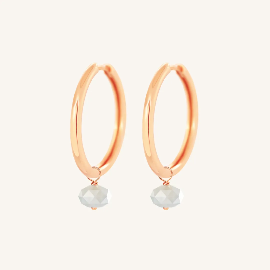 Opulent White Moonstone Plain Hoops - Stone of Hope