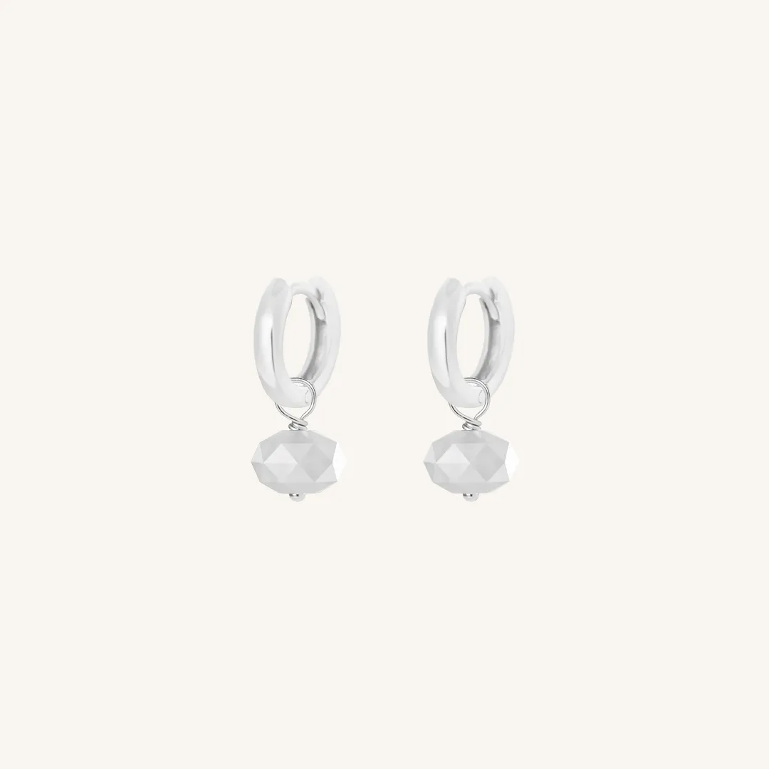 Opulent White Moonstone Plain Hoops - Stone of Hope