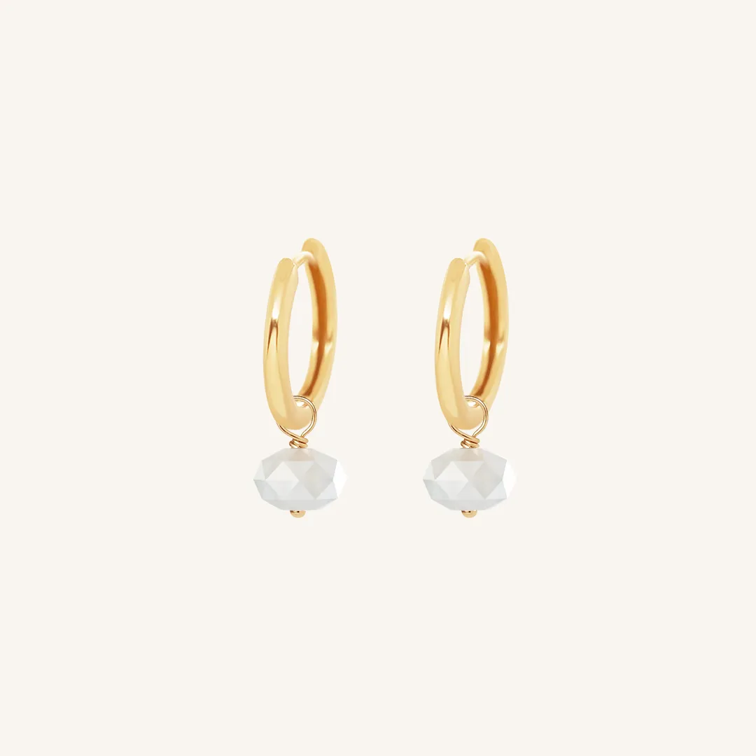 Opulent White Moonstone Plain Hoops - Stone of Hope