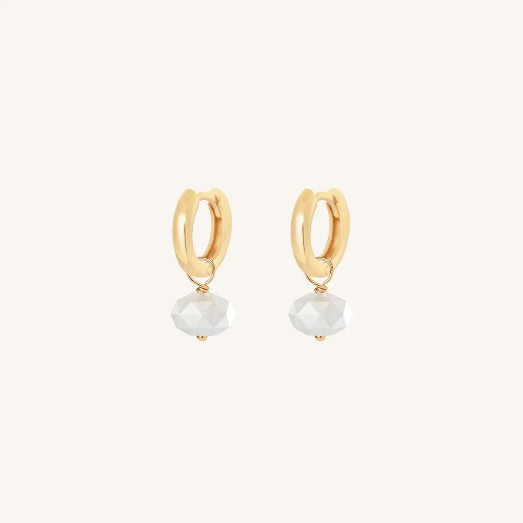 Opulent White Moonstone Plain Hoops - Stone of Hope