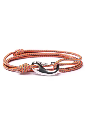 Orange Tactical Cord Bracelet for Men (Silver Clasp - 28S)