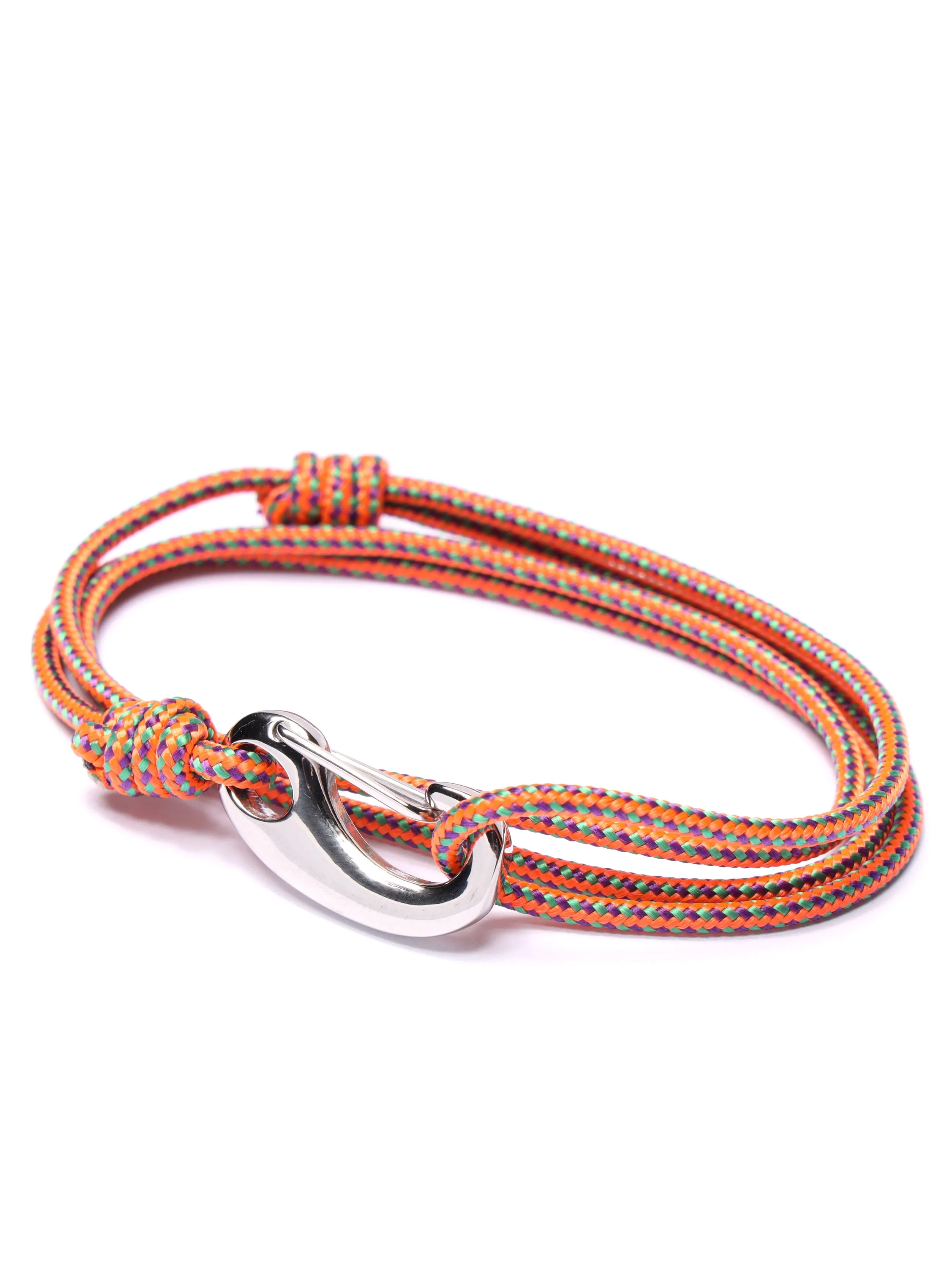 Orange Tactical Cord Bracelet for Men (Silver Clasp - 28S)