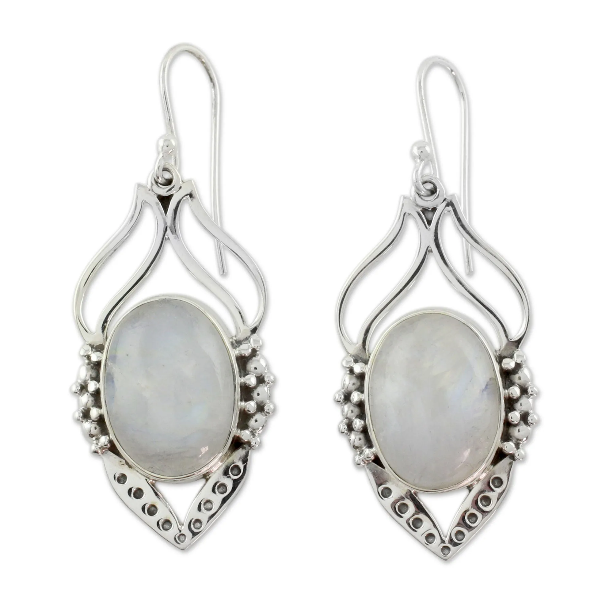 Passion Leaf Moonstone Dangle Earrings