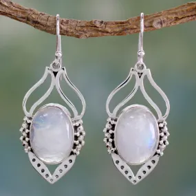 Passion Leaf Moonstone Dangle Earrings