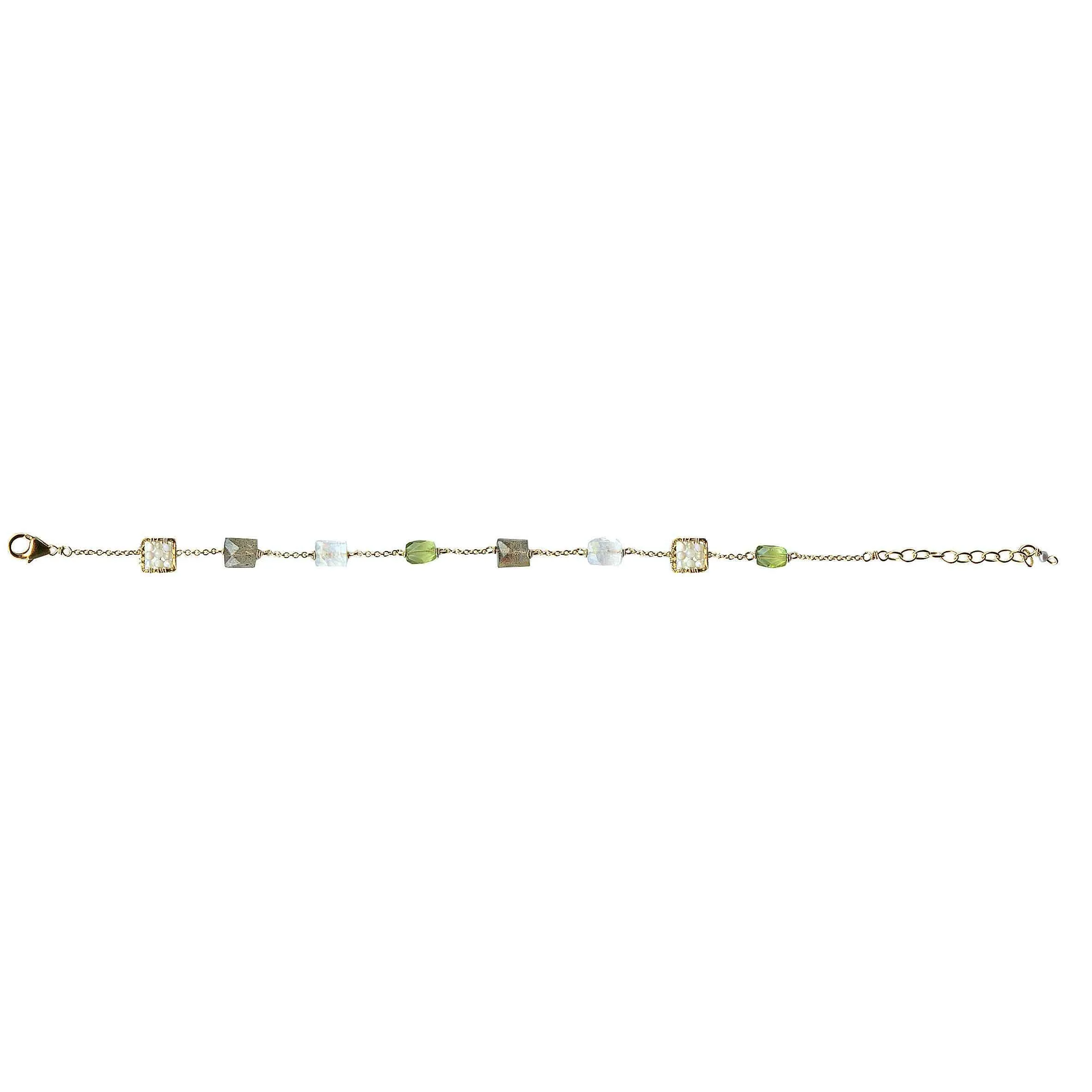 Peridot Bracelet 4705 with Australian Opal by Michelle Pressler Jewelry