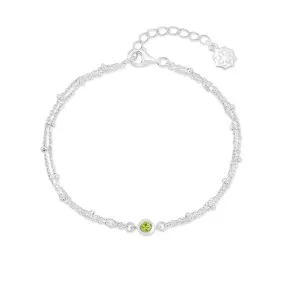 Peridot Dewdrop Double Chain Bracelet