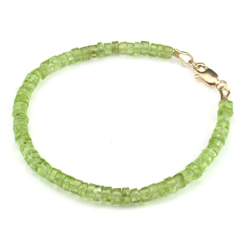 Peridot Faceted Bracelet with Gold Filled Lobster Clasp