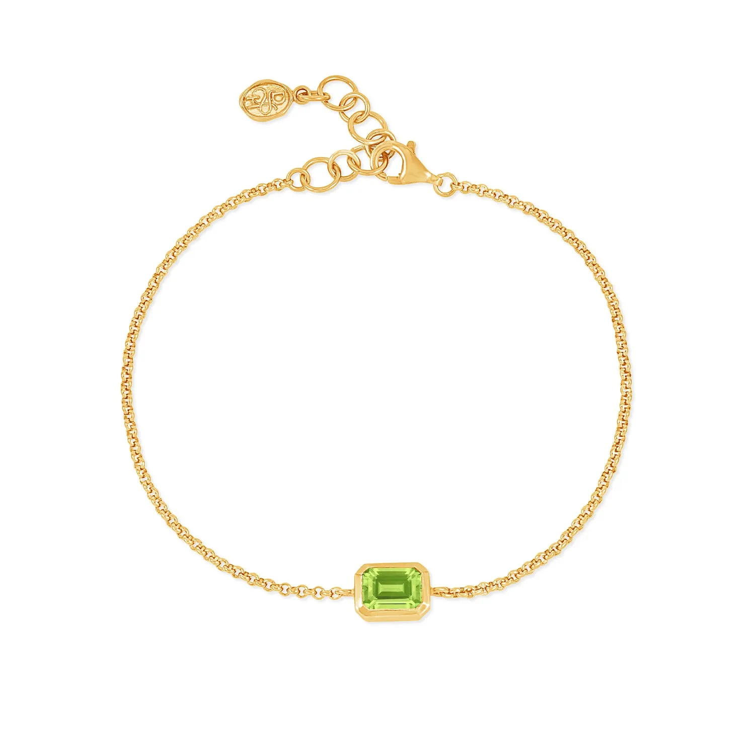 Peridot Octagon Chain Bracelet