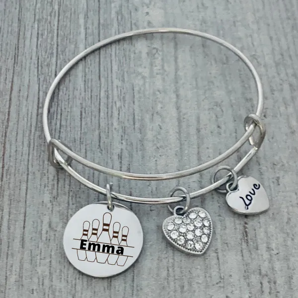 Personalized Bowling Charm Bracelet