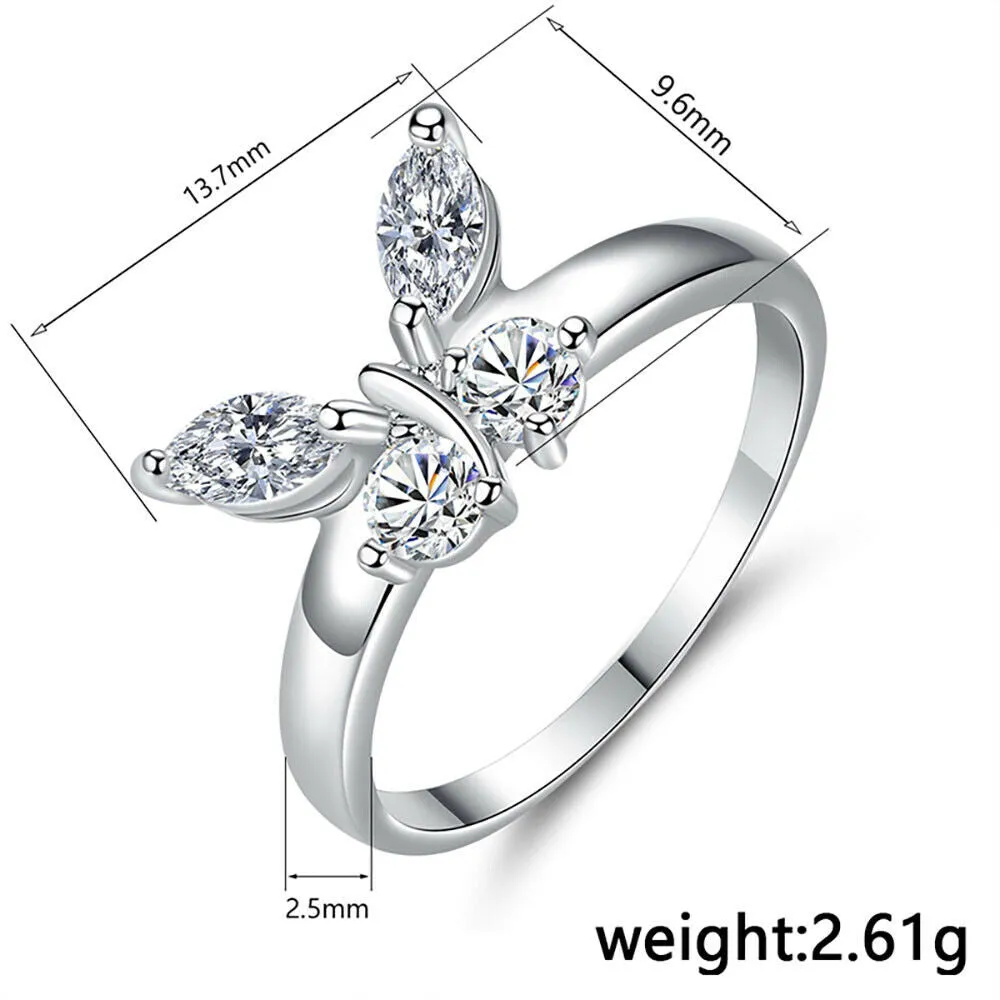 Petite Sterling Silver Marquise CZ Butterfly Ring