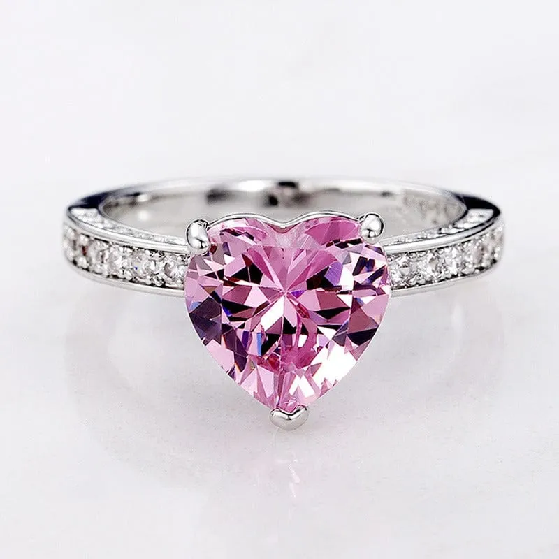 Pink Crystal Heart Ring