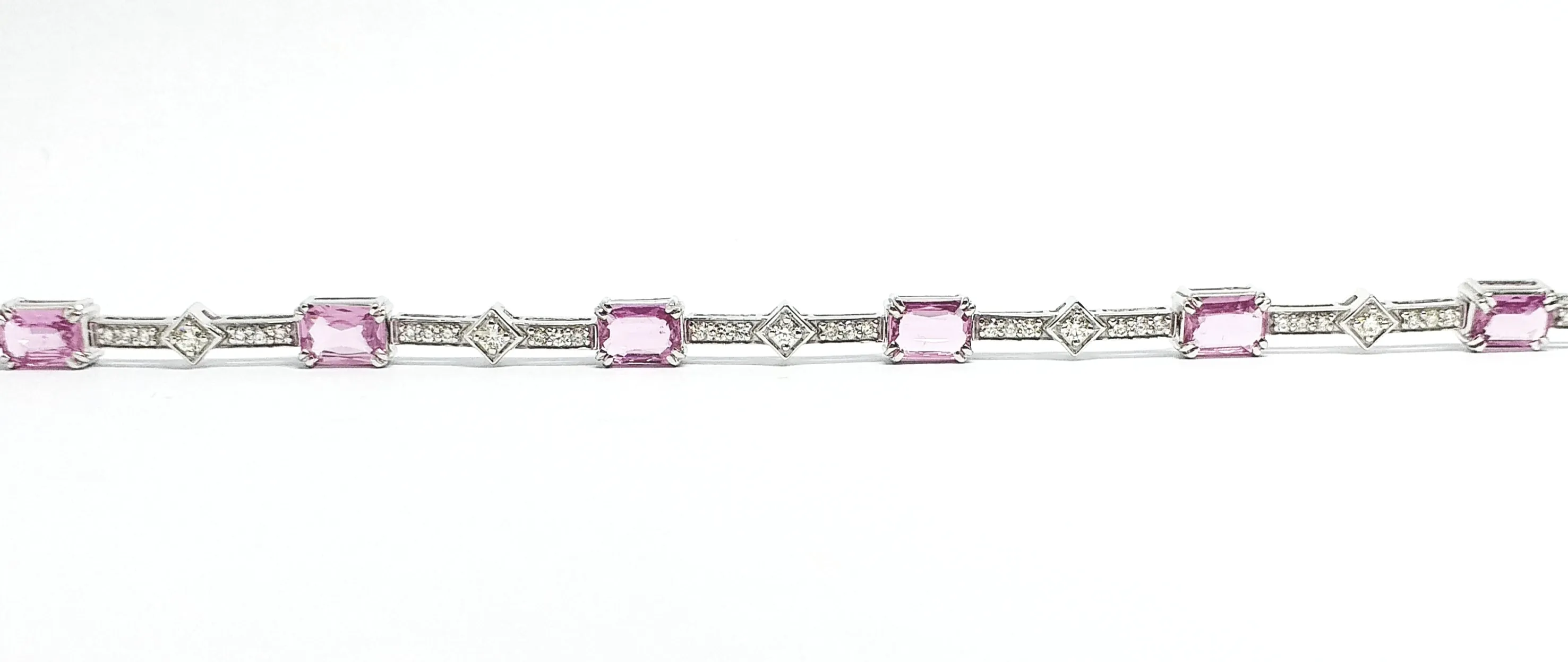 Pink Sapphire and Pave Diamond Stationed  Bracelet