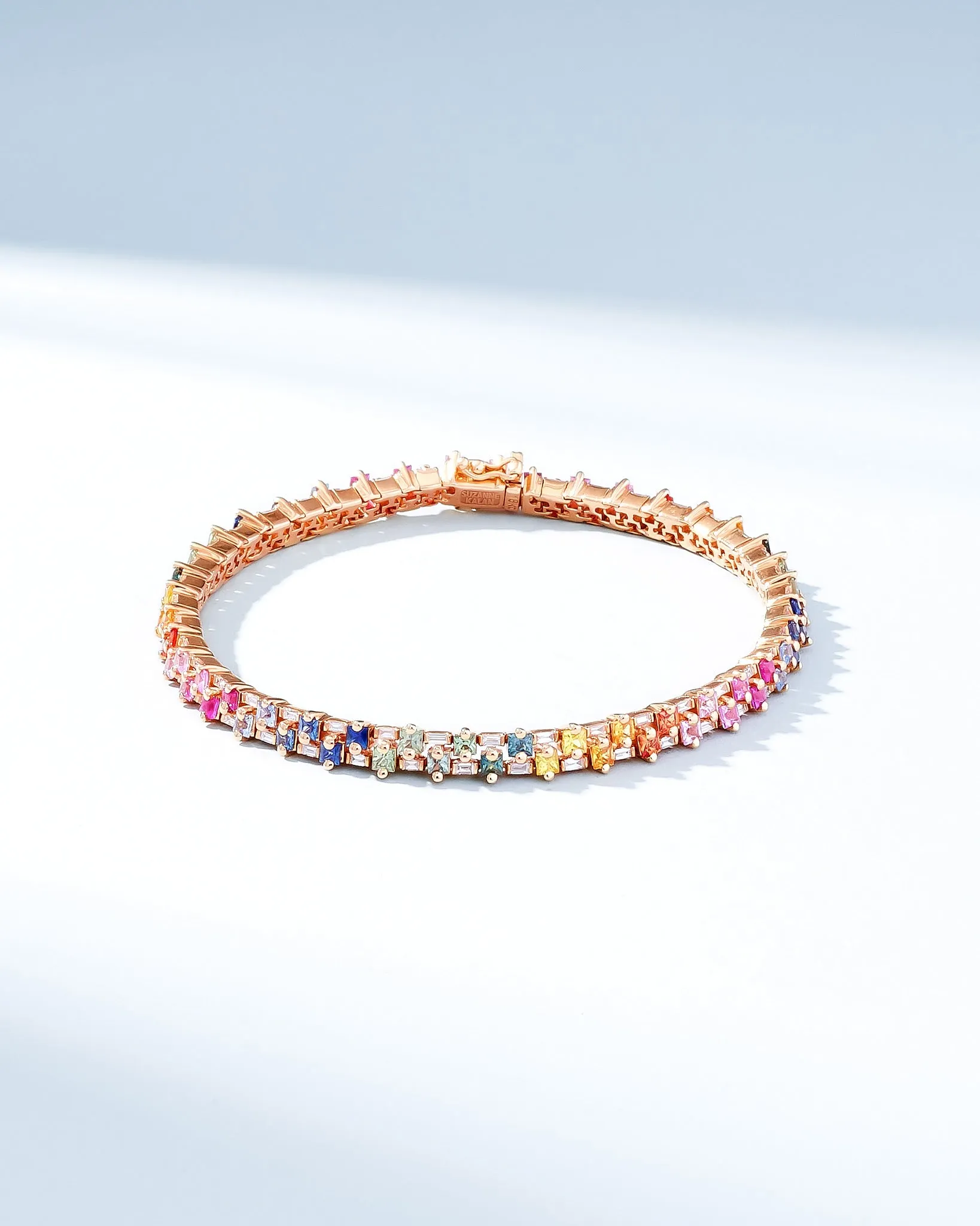 Princess Mini Stack Rainbow Sapphire Tennis Bracelet