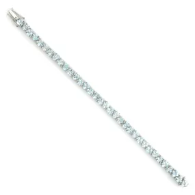 Prong Set Heart Shaped Aquamarine 18k White Gold Designer Bracelet For Gift