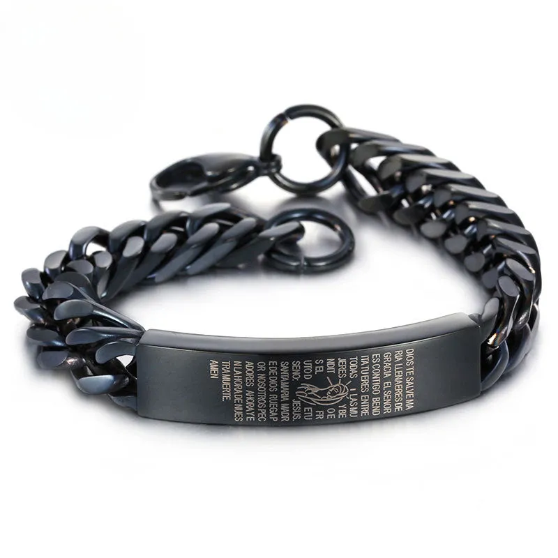 Punk-Inspired Curved Titanium Steel Bracelet for Men - European and American Export Jewelry