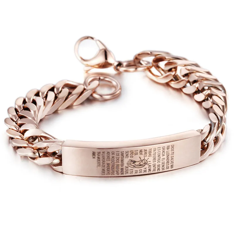 Punk-Inspired Curved Titanium Steel Bracelet for Men - European and American Export Jewelry