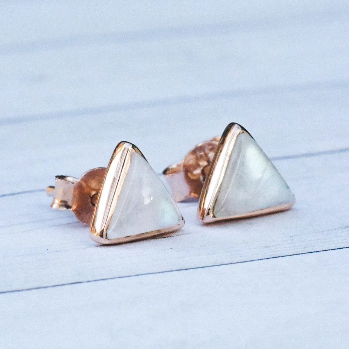 PURA VIDA GEMSTONE TRIANGLE STUD EARRINGS