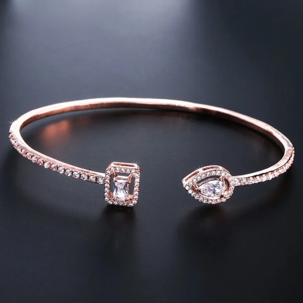 "Carrie" - Cubic Zirconia Bridal Bracelet - Available in Silver, Rose Gold and Yellow Gold