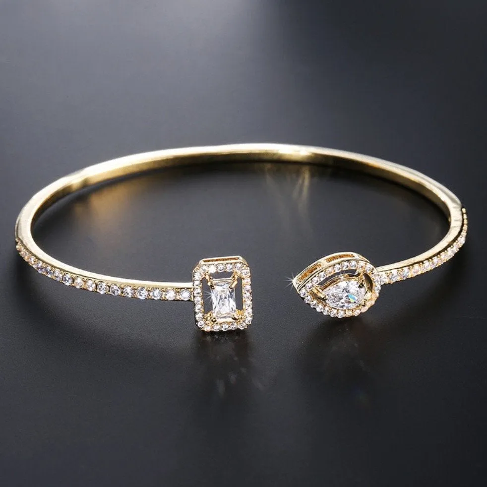 "Carrie" - Cubic Zirconia Bridal Bracelet - Available in Silver, Rose Gold and Yellow Gold