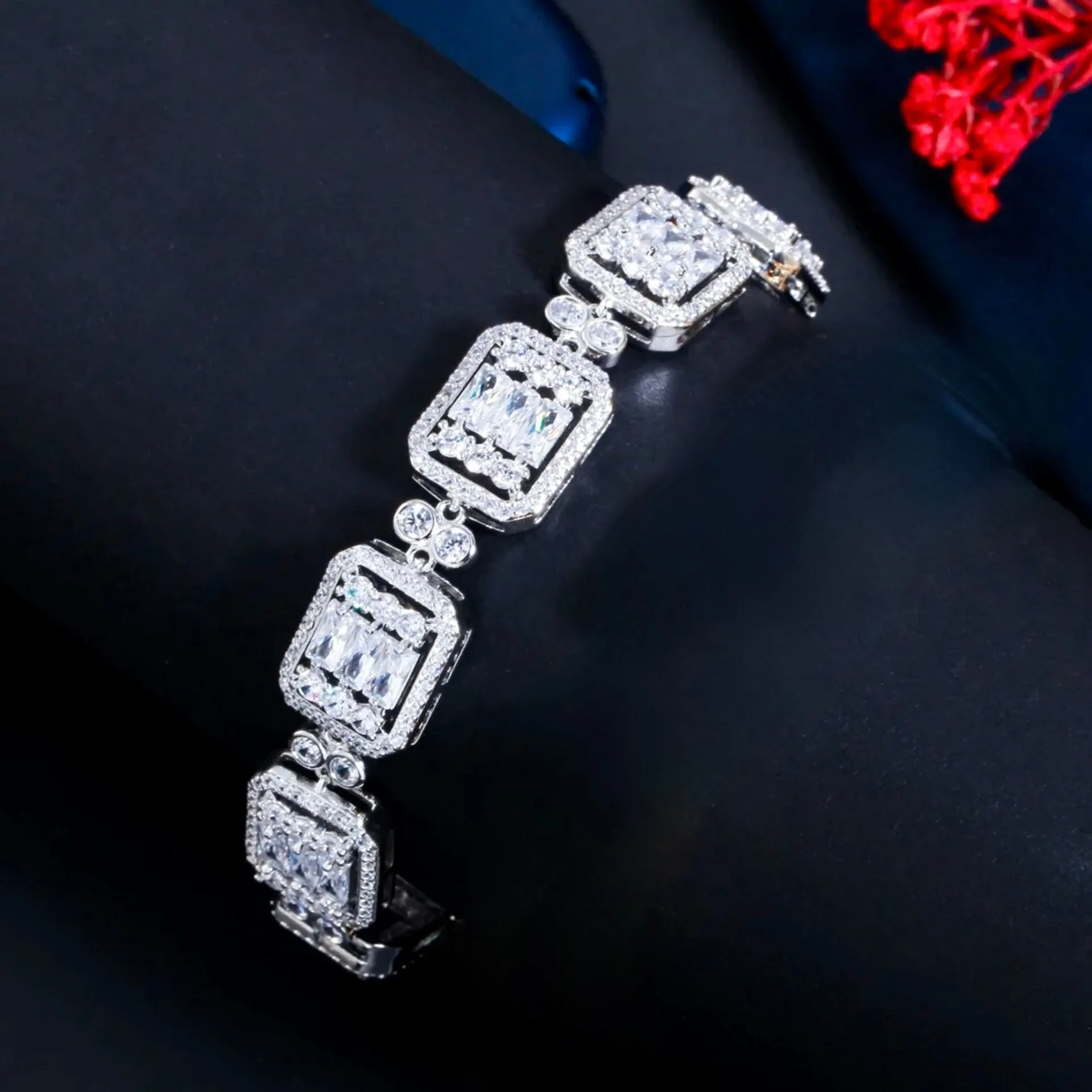 "Terrani" - Geometric Cubic Zirconia Bridal Bracelet