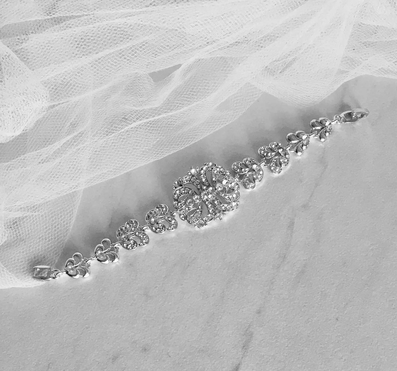 "Wynona" - Rhinestone Bridal Bracelet - Available in Silver and Gold